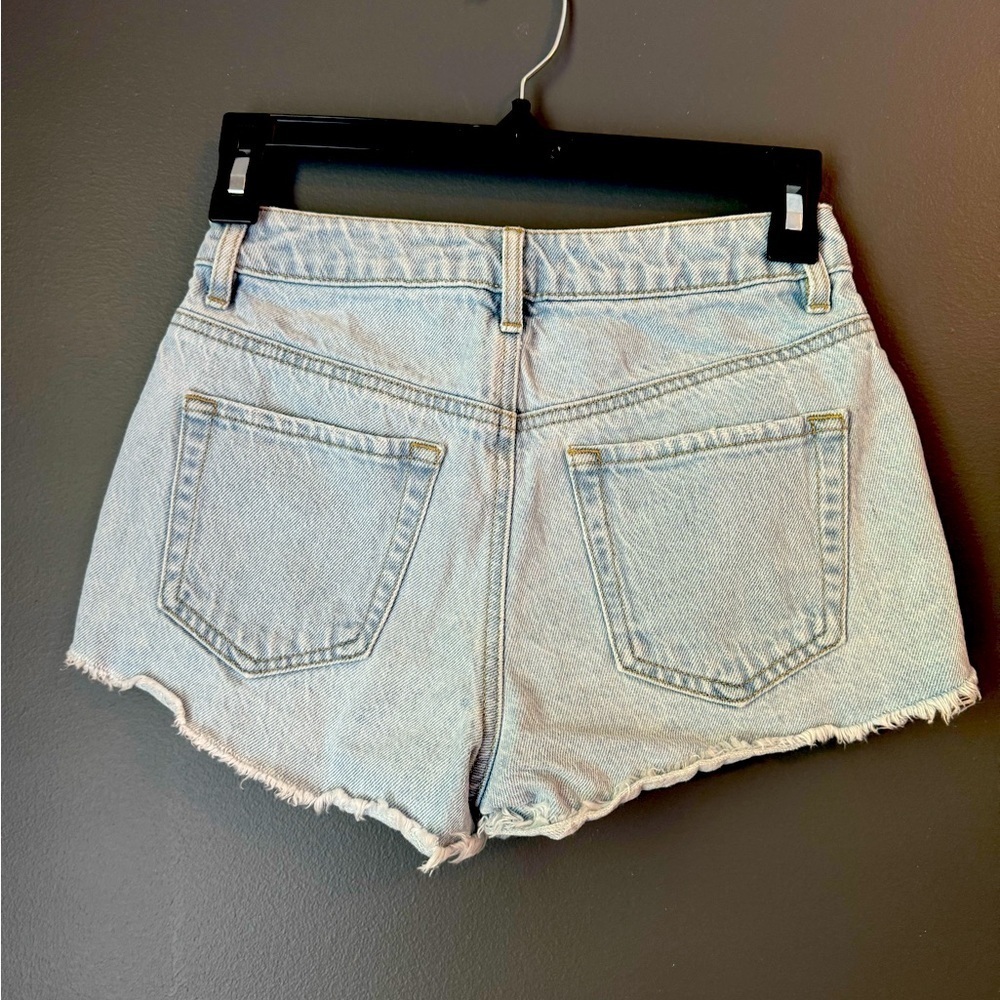 Pac Sun High Rise Festival Ripped Short Denim Jean Shirts. Size 24. - Picture 2 of 2
